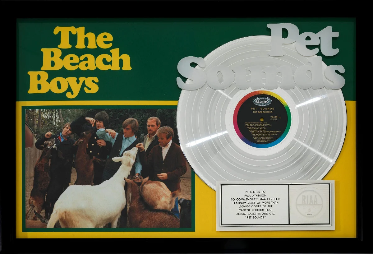 Understanding RIAA Gold Records: RIAA Platinum Record Award for the Beach Boys' PET SOUNDS album from 2000.