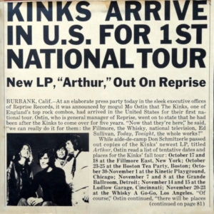 Arthur album: front cover for special folder for promotional press kit for ARTHUR LP album on Reprise from America.