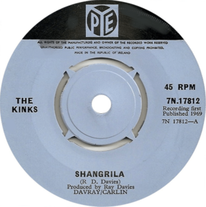 Arthur album: blue label stock copy of SHANGRI-LA single on Pye UK.