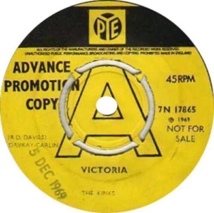 Arthur album: yellow label promo copy of VICTORIA single on Pye UK.