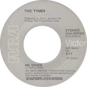 Export David Bowie: export copy of RCA 2493EX, the Tymes' "Ms. Grace" from 1974.